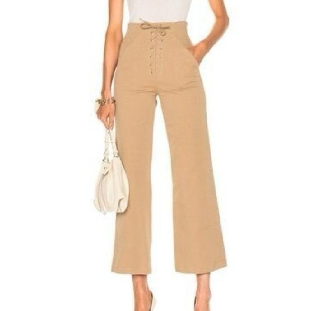 A.L.C. Kyt Corset Lace-up Wide Leg Pants in khaki cotton size 2